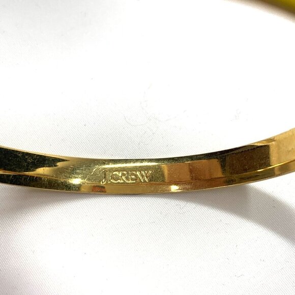 J.Crew Slim Bangle Set of Two Enamel & Gold Tone Metal White Yellow 2.5" - Picture 4 of 7